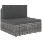 Preview: 10-tlg. Garten-Lounge-Set mit Kissen Grau Poly Rattan