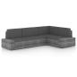 Preview: ARDEBO.de - 4-tlg. Garten-Lounge-Set mit Kissen Grau Poly Rattan