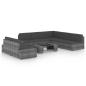 Preview: ARDEBO.de - 8-tlg. Garten-Lounge-Set mit Kissen Grau Poly Rattan