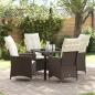 Preview: ARDEBO.de - 5-teiliges Garten-Esszimmer-Set mit Kissen Braun Poly Rattan
