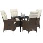 Preview: 5-teiliges Garten-Esszimmer-Set mit Kissen Braun Poly Rattan