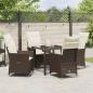 Preview: 5-teiliges Garten-Esszimmer-Set mit Kissen Braun Poly Rattan