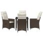 Preview: 5-teiliges Garten-Esszimmer-Set mit Kissen Braun Poly Rattan