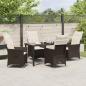 Preview: 5-teiliges Garten-Esszimmer-Set mit Kissen Braun Poly-Rattan
