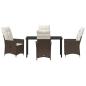 Preview: 5-teiliges Garten-Esszimmer-Set mit Kissen Braun Poly-Rattan