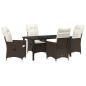 Preview: 5-teilige Garten-Essgruppe mit Kissen, Braun Poly Rattan