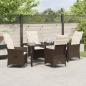 Preview: 5-teilige Garten-Essgruppe mit Kissen, Braun Poly Rattan
