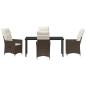 Preview: 5-teilige Garten-Essgruppe mit Kissen, Braun Poly Rattan