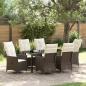 Preview: ARDEBO.de - 7-teiliges Garten-Esszimmer-Set mit Kissen braun Poly-Rattan