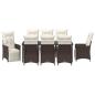 Preview: 9-teiliges Garten-Essset mit Kissen in Braun aus Poly-Rattan