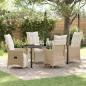 Preview: ARDEBO.de - 5-teiliges Garten-Dining-Set mit Kissen Beige Poly-Rattan