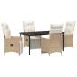 Preview: 5-teiliges Garten-Dining-Set mit Kissen Beige Poly-Rattan