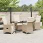 Preview: 5-teiliges Garten-Dining-Set mit Kissen Beige Poly-Rattan