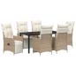 Preview: 7-teiliges Garten-Set mit Kissen Beige Poly-Rattan