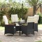 Preview: ARDEBO.de - 5-teiliges Garten-Dining-Set mit Kissen Schwarz Poly-Rattan