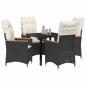 Preview: 5-teiliges Garten-Dining-Set mit Kissen Schwarz Poly-Rattan