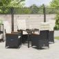 Preview: 5-teiliges Garten-Dining-Set mit Kissen Schwarz Poly-Rattan