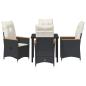 Preview: 5-teiliges Garten-Dining-Set mit Kissen Schwarz Poly-Rattan