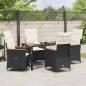 Preview: 5-teiliges Garten-Dining-Set mit Kissen Schwarz Poly-Rattan