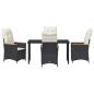 Preview: 5-teiliges Garten-Dining-Set mit Kissen Schwarz Poly-Rattan