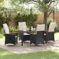 Preview: ARDEBO.de - 5-teiliges Garten-Dining-Set mit Kissen Schwarz Poly Rattan