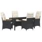 Preview: 5-teiliges Garten-Dining-Set mit Kissen Schwarz Poly Rattan