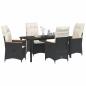 Preview: 5-teiliges Garten-Dining-Set mit Kissen Schwarz Poly Rattan