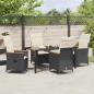 Preview: 5-teiliges Garten-Dining-Set mit Kissen Schwarz Poly Rattan