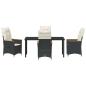 Preview: 5-teiliges Garten-Dining-Set mit Kissen Schwarz Poly Rattan