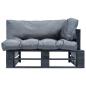 Preview: Outdoor-Sofa Paletten mit Kissen in Grau Kiefernholz