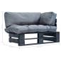 Preview: Outdoor-Sofa Paletten mit Kissen in Grau Kiefernholz