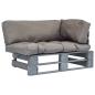 Preview: ARDEBO.de - Outdoor-Sofa Paletten mit Kissen in Grau Kiefernholz