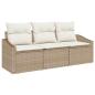 Preview: 3-tlg. Garten-Essgruppe mit Kissen Beige Poly Rattan