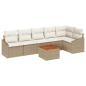 Preview: 7-teiliges Garten Sofa Set mit Kissen Beige Poly Rattan Akazie