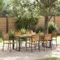 Preview: ARDEBO.de - 7 Teile Garten Essensemble Schwarz Poly Rattan Akazie, Stapelbare Gartenstühle mit Kissen 2 Stück Schwarz Poly Rattan