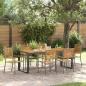 Preview: ARDEBO.de - 7-teiliges Garten Essset Grau Poly-Rattan Akazie, Stapelbare Gartenstühle mit Kissen 2 Stück Grau Poly-Rattan