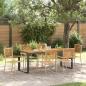Preview: ARDEBO.de - 7-teiliges Garten Essset Beige Poly-Rattan Akazie, Stapelbare Gartenstühle mit Kissen - Set von 2 in Beige Poly-Rattan