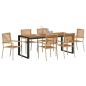 Preview: 7-teiliges Garten Essset Beige Poly-Rattan Akazie, Stapelbare Gartenstühle mit Kissen - Set von 2 in Beige Poly-Rattan