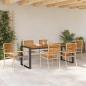 Preview: 7-teiliges Garten Essset Beige Poly-Rattan Akazie, Stapelbare Gartenstühle mit Kissen - Set von 2 in Beige Poly-Rattan