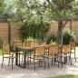 Preview: ARDEBO.de - 9-teiliges Garten Essgruppe Schwarz Poly Rattan Akazie, Stapelbare Gartenstühle mit Kissen 2 Stück Schwarz Poly Rattan