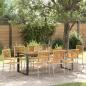 Preview: ARDEBO.de - 9 Teile Garten Esstischset Beige Poly Rattan Akazie, Stapelbare Gartenstühle mit Kissen - Set von 2 in Beige Poly Rattan