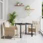 Preview: ARDEBO.de - 3-teiliges Garten-Ess-Set mit Kissen Beige Poly Rattan