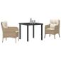 Preview: 3-teiliges Garten-Ess-Set mit Kissen Beige Poly Rattan