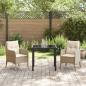 Preview: 3-teiliges Garten-Ess-Set mit Kissen Beige Poly Rattan
