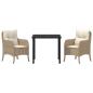 Preview: 3-teiliges Garten-Ess-Set mit Kissen Beige Poly Rattan