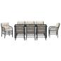 Preview: Garten Essgruppe mit Kissen 9 pcs Schwarz Poly-Rattan