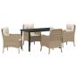 Preview: 5-teiliges Gartenset mit Kissen Beige Poly-Rattan