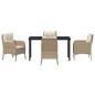 Preview: 5-teiliges Gartenset mit Kissen Beige Poly-Rattan