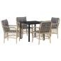 Preview: 5-teiliges Garten-Ess-Set mit Kissen Beige Poly Rattan