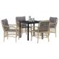 Preview: 5-teiliges Garten-Ess-Set mit Kissen Beige Poly Rattan